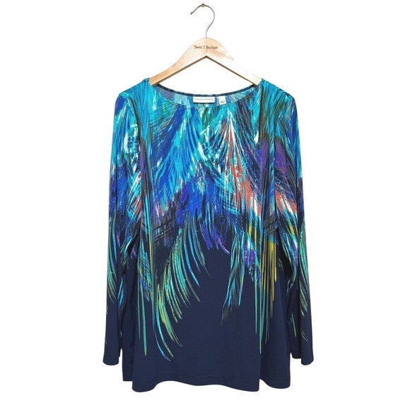 Susan Graver Tops - Susan Graver Liquid Knit Size XL Abstract Artsy Tunic Top Office Career Travel